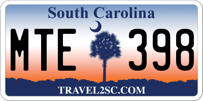 SC license plate MTE398