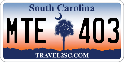 SC license plate MTE403