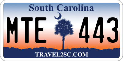 SC license plate MTE443