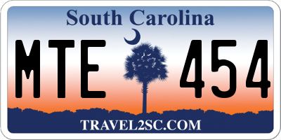 SC license plate MTE454