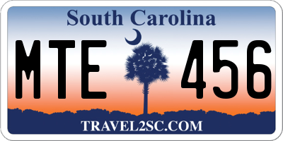 SC license plate MTE456