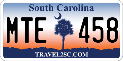 SC license plate MTE458