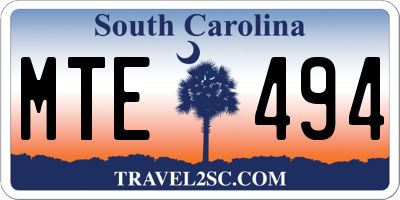 SC license plate MTE494