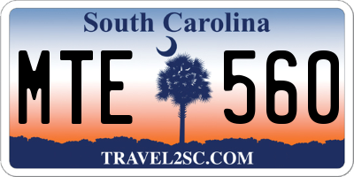 SC license plate MTE560