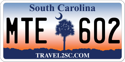 SC license plate MTE602