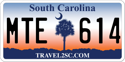 SC license plate MTE614