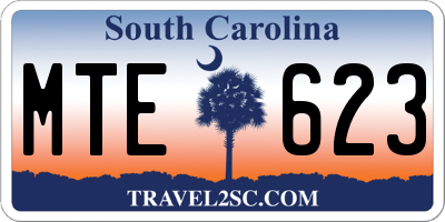SC license plate MTE623