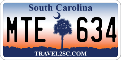 SC license plate MTE634
