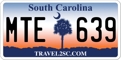 SC license plate MTE639