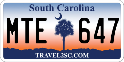 SC license plate MTE647