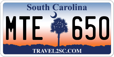SC license plate MTE650