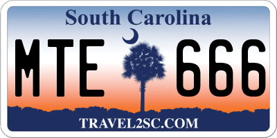 SC license plate MTE666