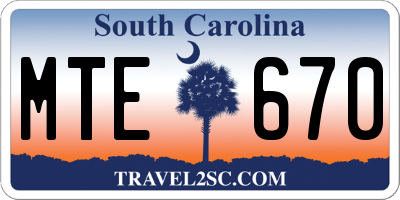 SC license plate MTE670