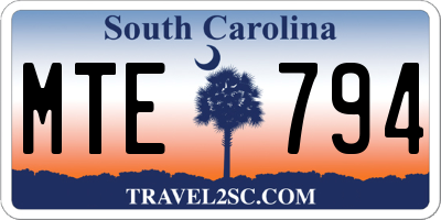 SC license plate MTE794
