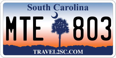SC license plate MTE803