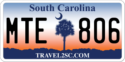 SC license plate MTE806