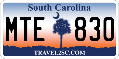 SC license plate MTE830