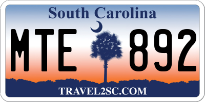 SC license plate MTE892