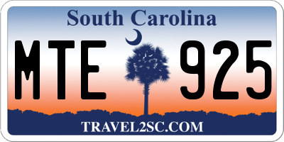SC license plate MTE925