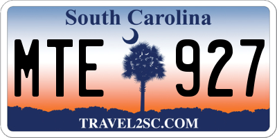 SC license plate MTE927