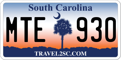 SC license plate MTE930