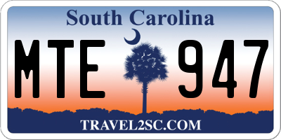 SC license plate MTE947
