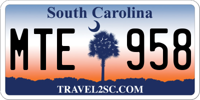 SC license plate MTE958