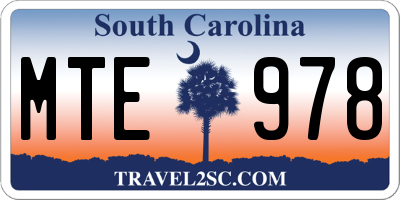 SC license plate MTE978
