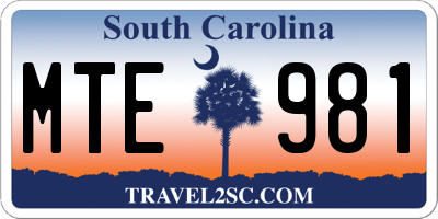 SC license plate MTE981
