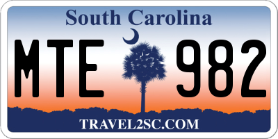 SC license plate MTE982