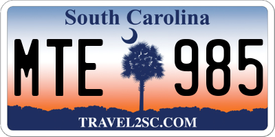 SC license plate MTE985