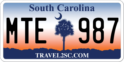 SC license plate MTE987