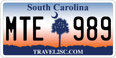 SC license plate MTE989