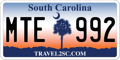 SC license plate MTE992