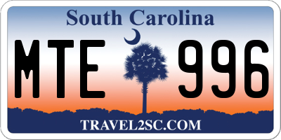 SC license plate MTE996