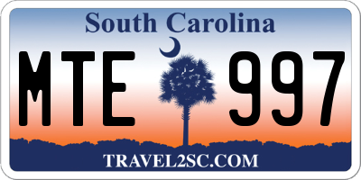 SC license plate MTE997