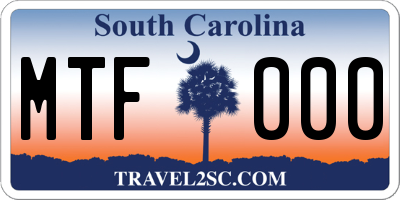 SC license plate MTF000
