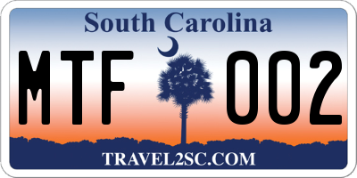 SC license plate MTF002