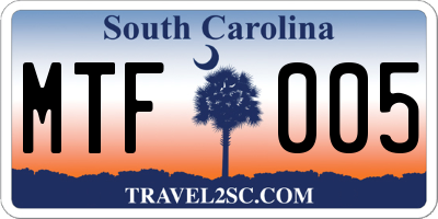 SC license plate MTF005
