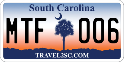 SC license plate MTF006