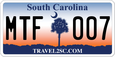 SC license plate MTF007