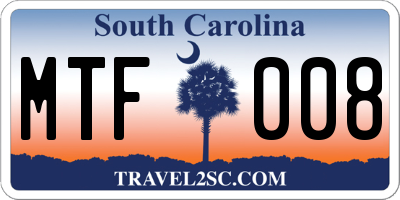 SC license plate MTF008
