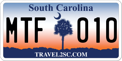 SC license plate MTF010