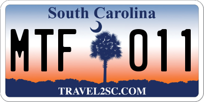 SC license plate MTF011