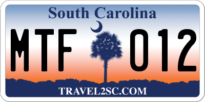 SC license plate MTF012