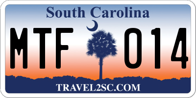 SC license plate MTF014