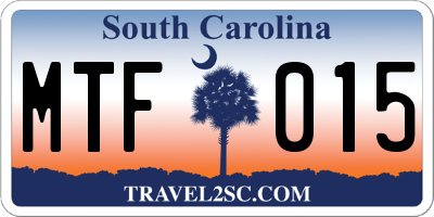 SC license plate MTF015
