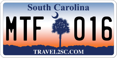 SC license plate MTF016