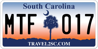 SC license plate MTF017