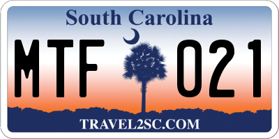 SC license plate MTF021